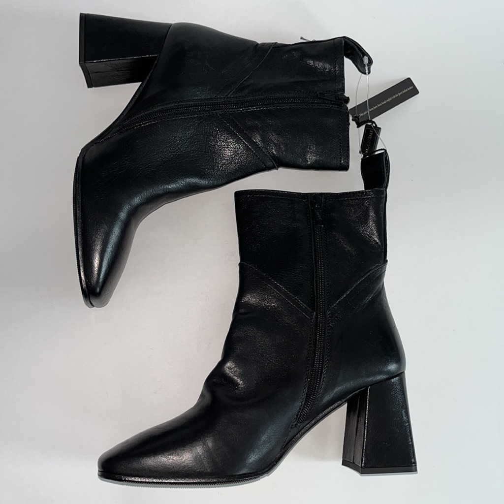 Nwt Napoleoni Genuine Leather Block Heel Ankle Boots Size 7